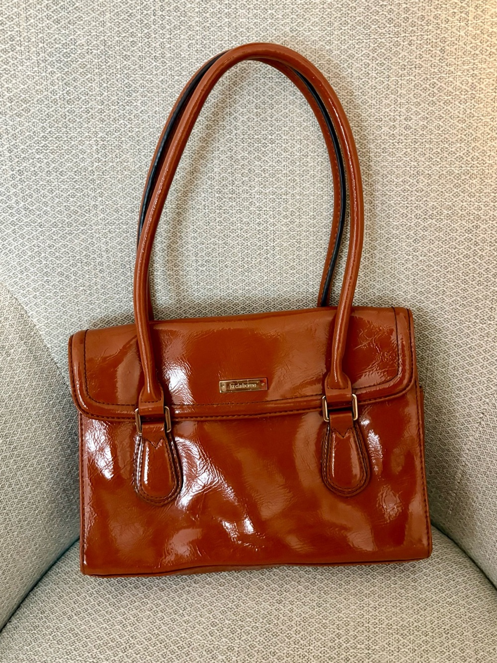 Classy Liz Claiborne Patent Leather Tote Bag
